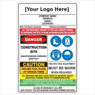 Construction Site Combination Sign - Detailed