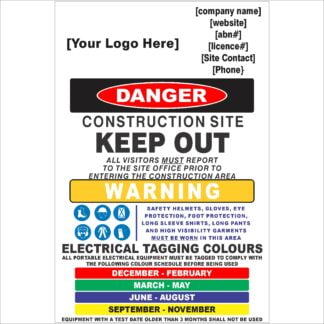 Construction Site Combination Sign - Test And Tag