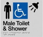 Male Accessible Toilet & Shower Sign MDTS-SILVER (Braille)
