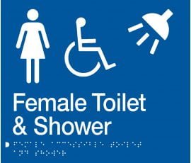 Female Accessible Toilet & Shower Sign FDTS-BLUE (Braille)