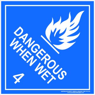 Hazchem Signs CLASS 4 - DANGEROUS WHEN WET - WHITE
