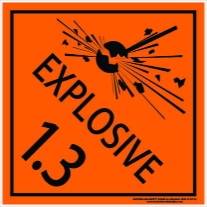 Hazchem Signs CLASS 1 - EXPLOSIVE 1.3