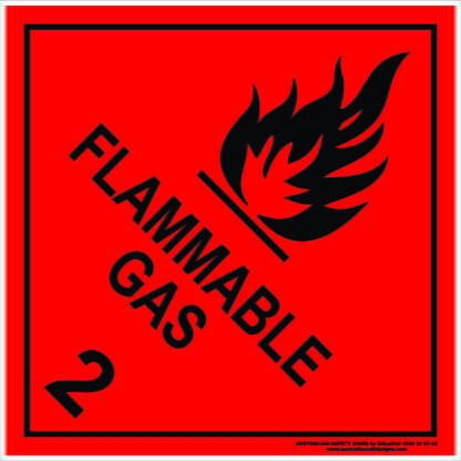 Hazchem Signs CLASS 2 - FLAMMABLE GAS - BLACK