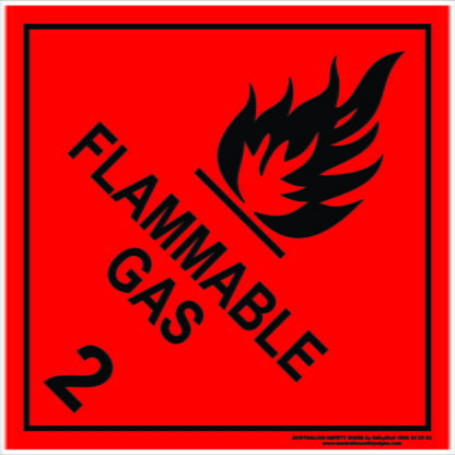 Hazchem Signs CLASS 2 - FLAMMABLE GAS - BLACK