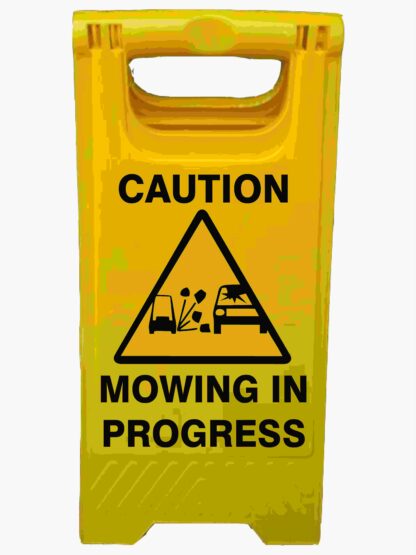 CAUTION MOWING IN PROGRESS A-Frame Signs