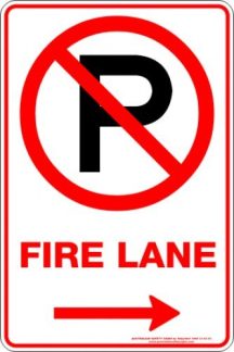Parking Signs FIRE LANE P ARROW RIGHT