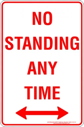 Parking Signs NO STANDING ANY TIME SPAN ARROW