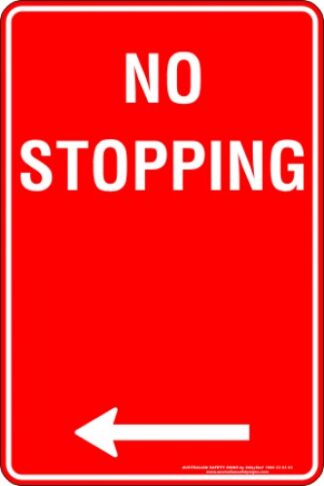 Parking Signs NO STOPPING ARROW LEFT