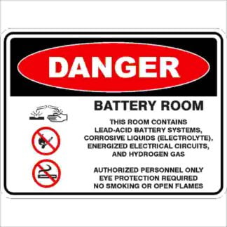 Danger Signs BATTERY ROOM - DETAILED