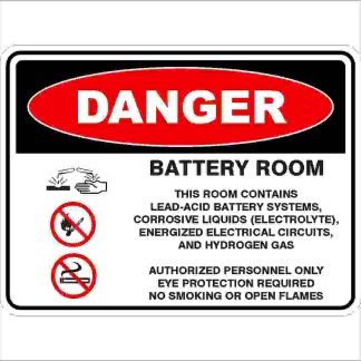 Danger Signs BATTERY ROOM - DETAILED