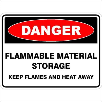 Danger Signs FLAMMABLE MATERIAL STORAGE KEEP HEAT & FLAMES AWAY
