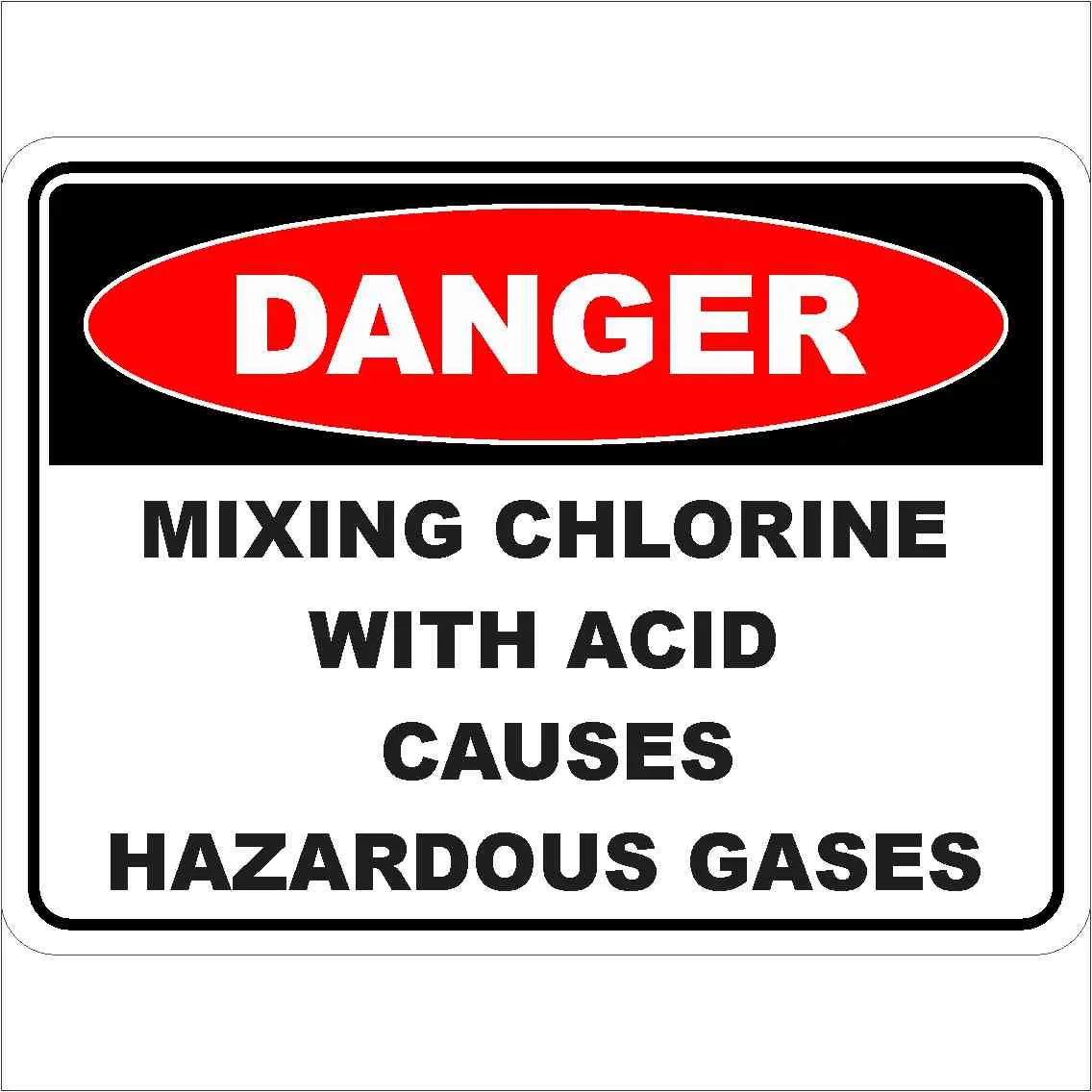 Danger Signs MIXING CHLORINE WITH ACID CAUSES HAZARDOUSE GASES