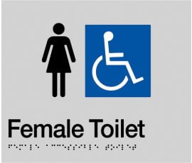 Braille Signs Female Accessible Toilet Sign FDT-SILVER