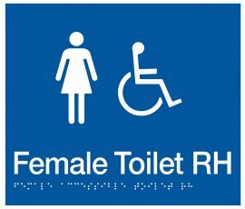 Braille Signs Female Accessible Toilet Right Hand Sign FDTRH-BLUE
