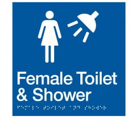 Braille Signs Female Toilet & Shower Sign FTS-BLUE