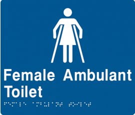 Braille Signs Female Ambulant Toilet Sign FAT-BLUE