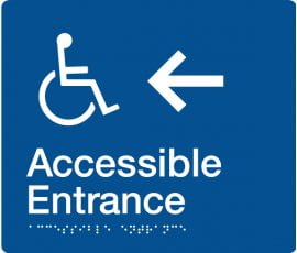 Braille Signs Accessible Entrance Left Sign AE-LEFT-BLUE