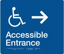Braille Signs Accessible Entrance Right Sign AE-RIGHT-BLUE