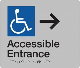 Braille Signs Accessible Entrance Right Sign AE-RIGHT-SILVER