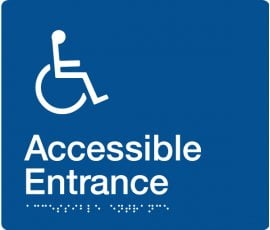 Braille Signs Accessible Entrance Sign AE-BLUE