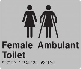 Braille Signs Female Toilet & Female Ambulant Toilet Sign F/FAT-SILVER