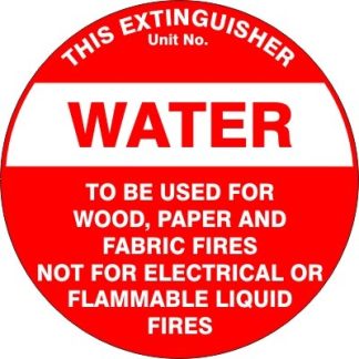 Fire Safety Signs EXTINGUISHER ID MARKER WATER