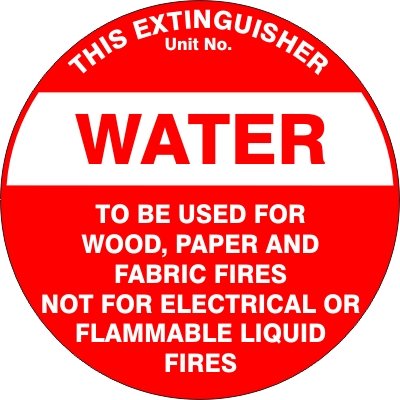 Fire Safety Signs EXTINGUISHER ID MARKER WATER
