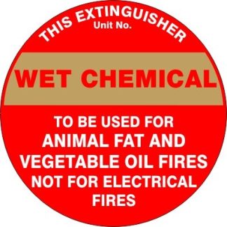 Fire Safety Signs EXTINGUISHER ID MARKER WET CHEMICAL