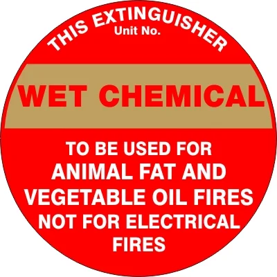 Fire Safety Signs EXTINGUISHER ID MARKER WET CHEMICAL