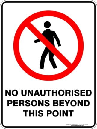 Prohibition Signs NO UNAUTHORISED PERSONS BEYOND THIS POINT