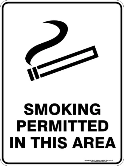 Prohibition Signs SMOKING PERMITTED IN THIS AREA