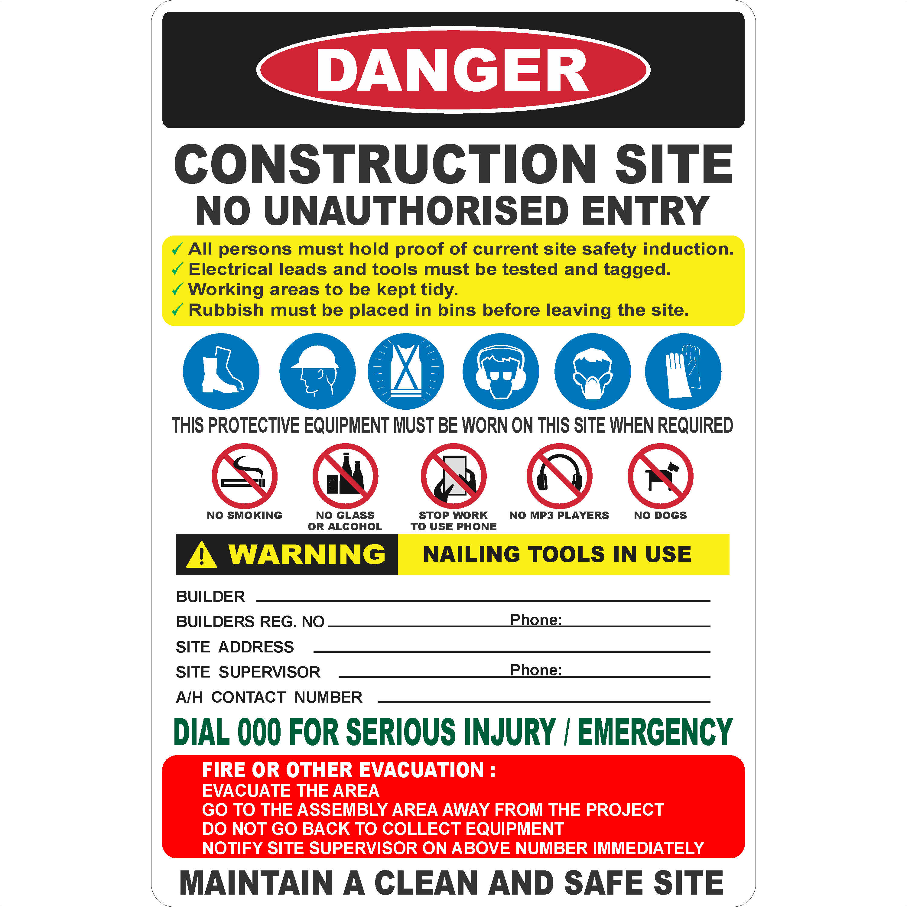You need a safety induction to enter this site sign 