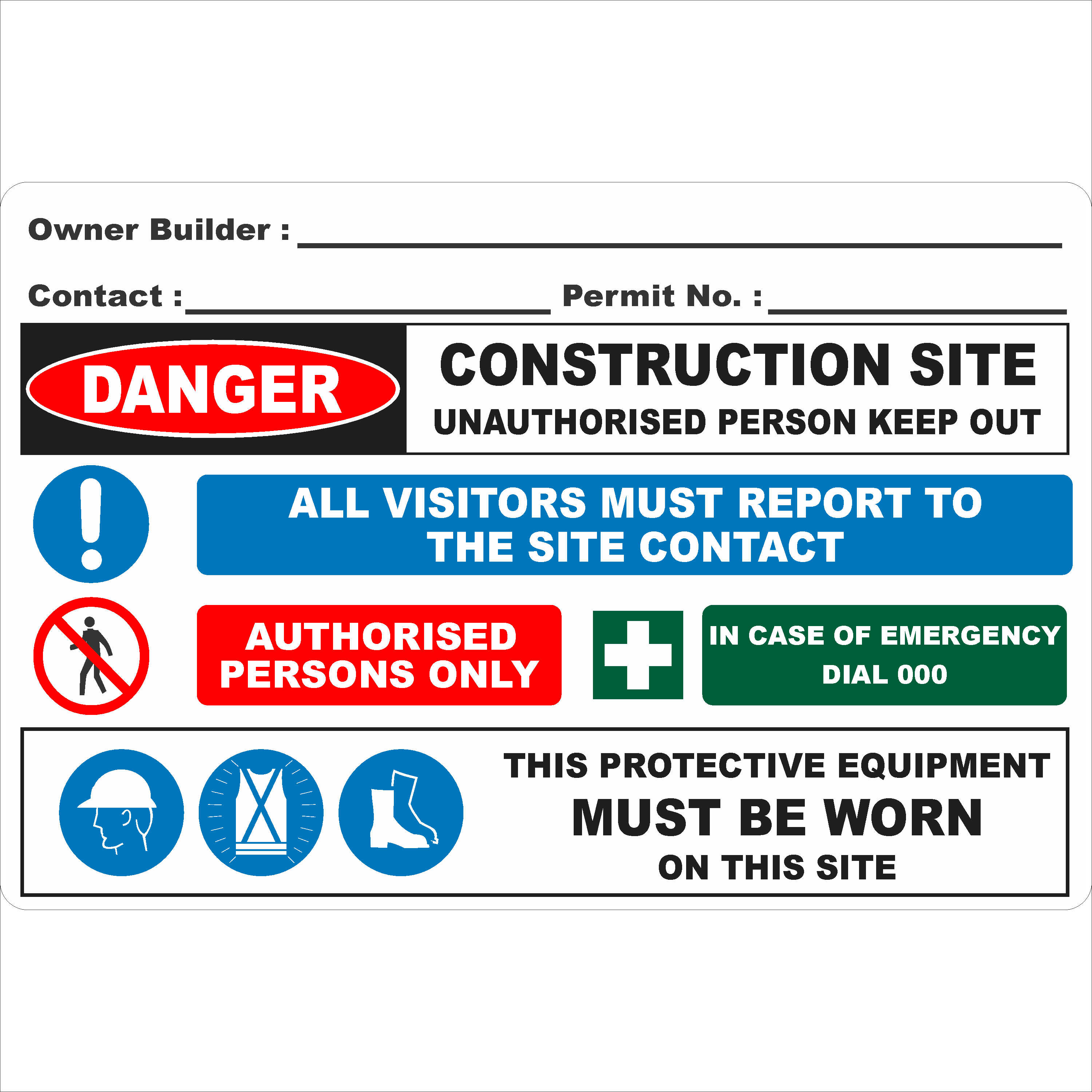Owner Builder Sign Buy Now Discount Safety Signs Australia