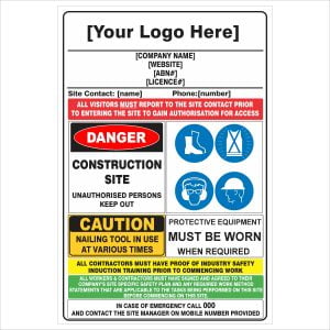 Construction Site Combination Sign - Detailed
