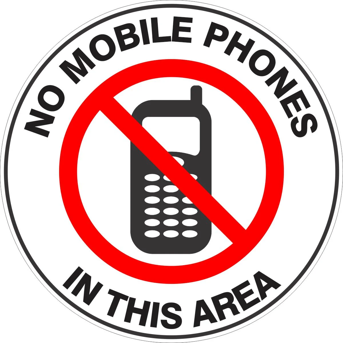 No Mobile Phones In This Area - Floor Marker
