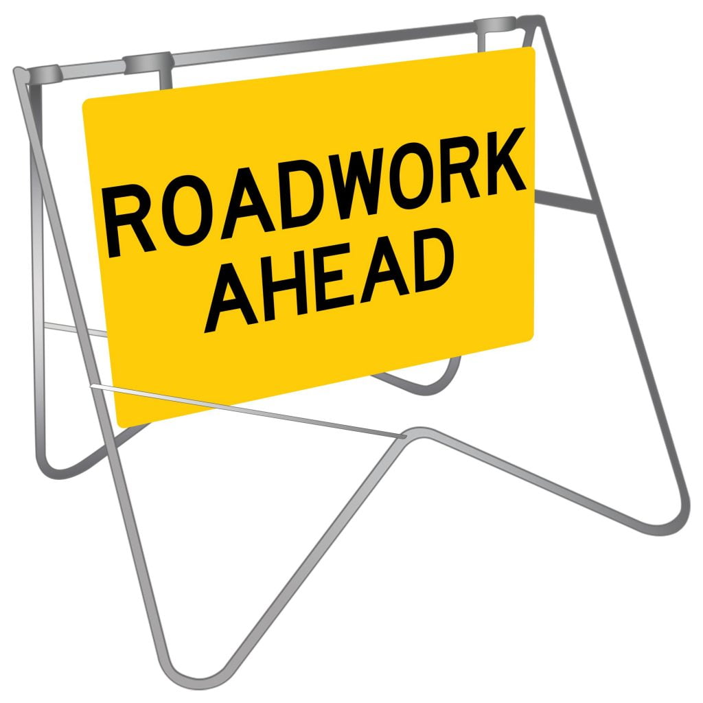 Roadwork Ahead Swing Stand Sign - Buy Now