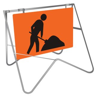 Workers Ahead Swing Stand Sign (fluro Orange)
