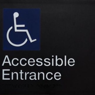 Accessible Entrance Sign Black Wheelchair Icon (Braille)