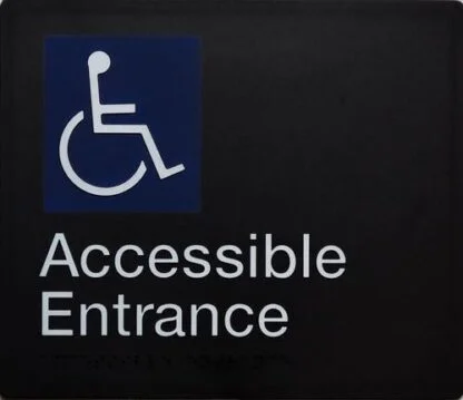 Accessible Entrance Sign Black Wheelchair Icon (Braille)