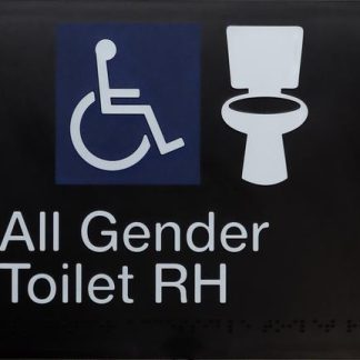 All Gender Toilet Right Hand Sign Accessible White On Black (Braille)