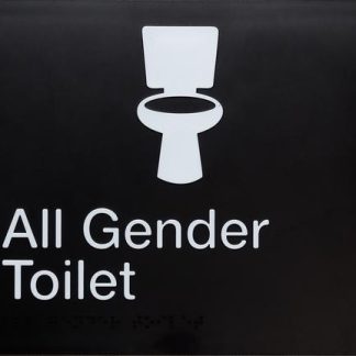 All Gender Toilet Sign White On Black (Braille)