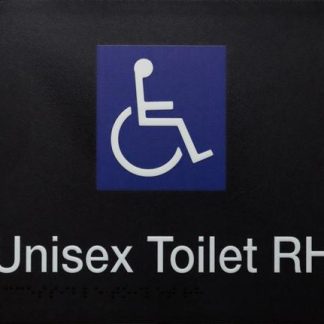 Unisex Toilet Rh White On Black (Braille)