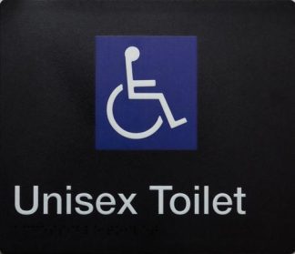 Unisex Accessible Toilet White On Black (Braille)