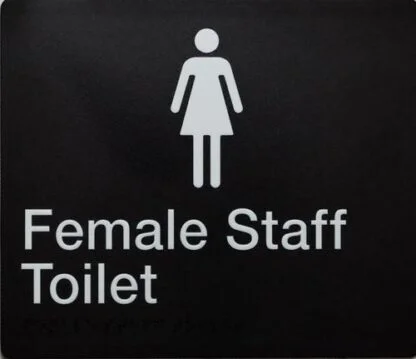 Staff Toilet White On Black Female Icon (Braille)