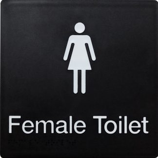 Female Toilet Sign With White On Black (Braille)