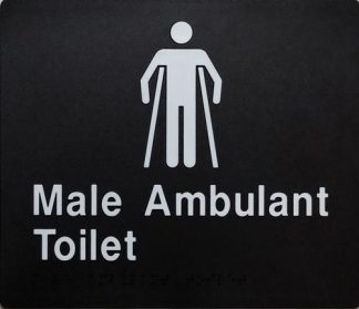 Male Ambulant Toilet White On Black (Braille)