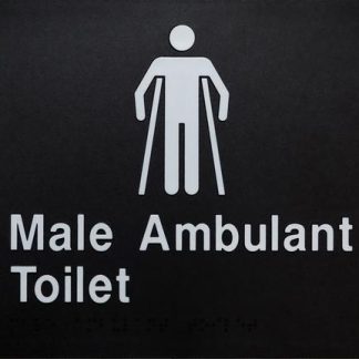 Male Ambulant Toilet White On Black (Braille)