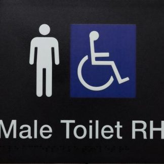 Male Toilet Rh White On Black With 2 Icons (Braille)