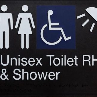 Unisex Toilet Rh And Shower Disabled White On Black 4 Icons (copy) (Braille)