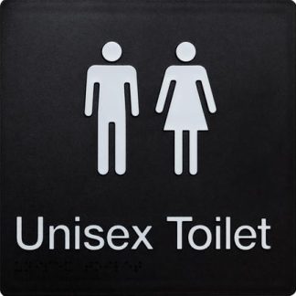 Unisex Toilet Sign Black Sign With 2 Icons (Braille)